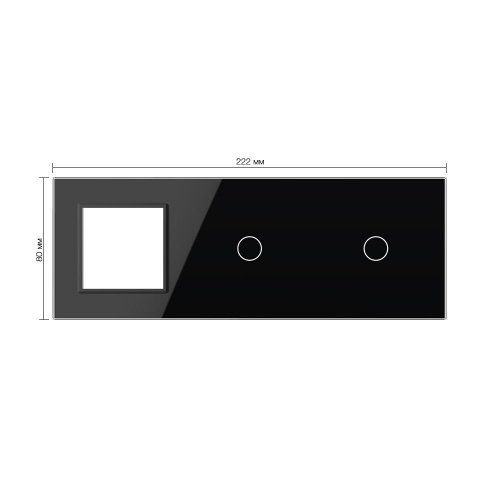 Панель для розетки и двух сенсорных выключателей, 2 клавиши (1+1), цвет черный, стекло Livolo фото 2