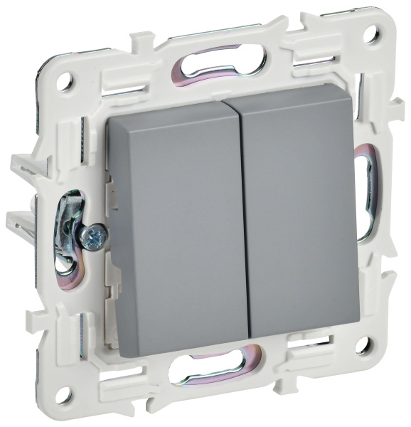 SKANDY Выключатель 2-клавишный проходной 10А SK-V05Gr серый IEK