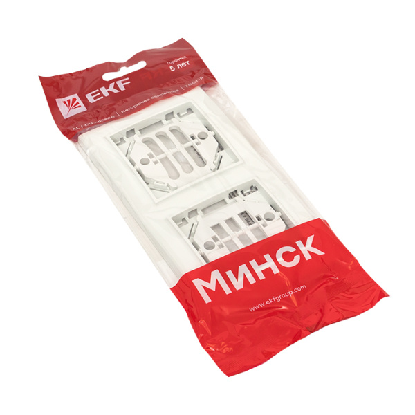 Минск Рамка 2-местная вертикальная белая EKF