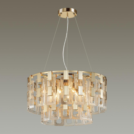 Люстра E14 8*40W BUCKLE золотой/стекло ODEON LIGHT