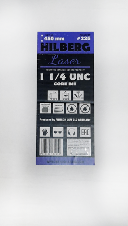 Коронка алмазная 225*450 Laser 1 1/4 UNC HD724 Hilberg