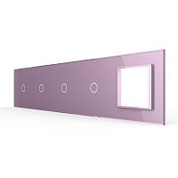 Панель для 4-х сенсорных выключателей и розетки, 4 клавиши (1+1+1+1), цвет розовый, стекло Livolo