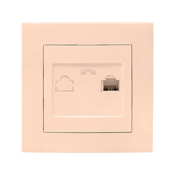 Валенсия Розетка телефонная RG-11 1-местная кремовая EKF