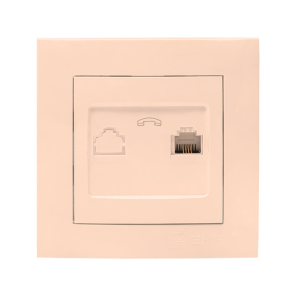 Валенсия Розетка телефонная RG-11 1-местная кремовая EKF