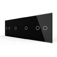 Панель для четырех сенсорных выключателей, 6 клавиш (2+1+1+2), цвет черный, стекло Livolo