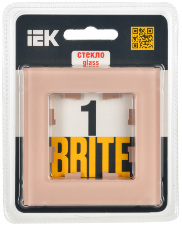 BRITE Рамка 1-мест. РУ-1-2-БрП стекло персиковый матовый IEK