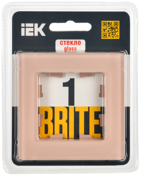 BRITE Рамка 1-мест. РУ-1-2-БрП стекло персиковый матовый IEK