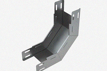 Лоток замковый глухой КПЗГ 150х65-45 УТ1,5 для поворота трассы вверх на 45, оцинкованный лист, S1,0