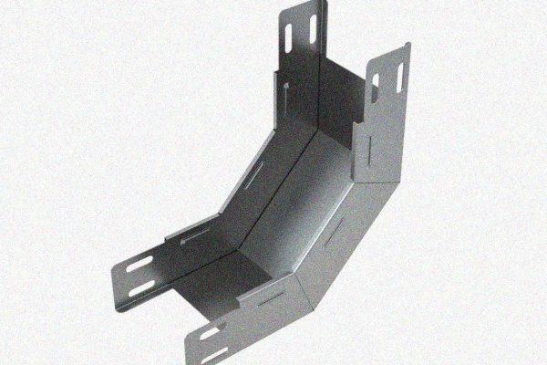 Лоток замковый глухой КПЗГ 150х65-45 УТ1,5 для поворота трассы вверх на 45, оцинкованный лист, S1,0