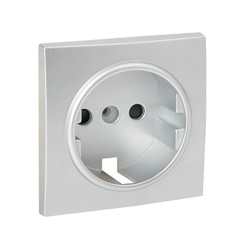 Валенсия Лицевая панель розетки 1-местной с/з 16А сталь с защ, штор, EKF