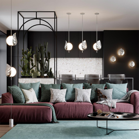 Бра G9 2*5W JUNGLE серебристый/белый/стекло ODEON LIGHT