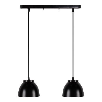 16-63 (1113/2) Светильник декоративный, подвесной, 230В/50Гц, 2хЕ27, мах 40Вт, 415х700х13мм, IP20, металл, чёрный, крепление на планку, лампа в комлек