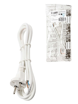 Шнур сетевой с вилкой ПВС-ВП 2x0,75мм2 1,5м б/з белый Народный