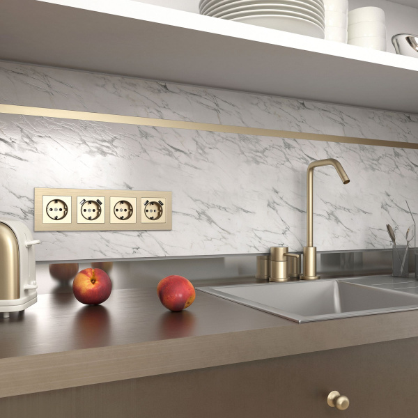 Aluminium Рамка на 4 поста (шампань алюминий) Werkel