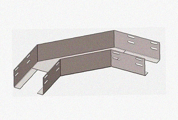 Лоток угловой замковый перфорированный КГЗ 100х80-90 УТ1,5 поворот на 90, горячее цинкование S1,5