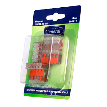 GTER4-05-BL5 Клемма универсальная монтажная 5-проводная, прозрачная компактная, блистер 5шт General