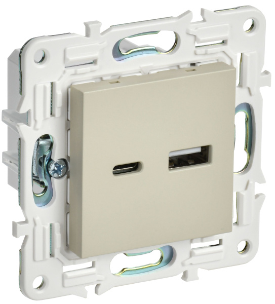 SKANDY Розетка USB A+C 3,1А SK-R14B бежевый IEK
