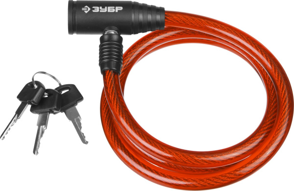 Замок "Мастер", тросовый, 3 ключа в комплекте, длина троса 950мм, d 10мм ЗУБР