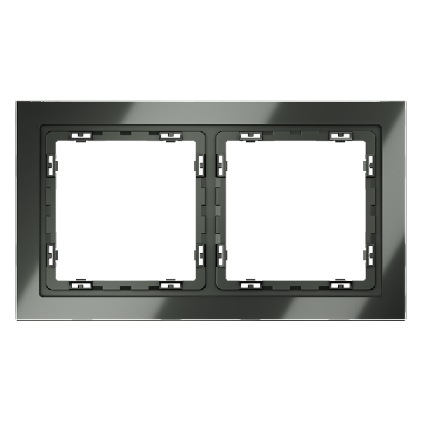 Рамка стеклянная Voltum S70 на 2 поста, (титан, стекло)