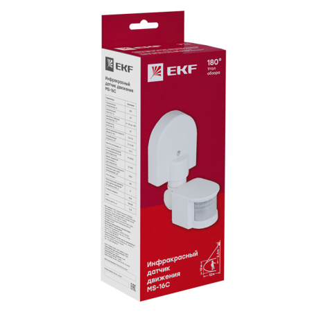ИК датчик движения наст, 1200Вт 180гр, до 12м IP44 MS-16C PROxima EKF