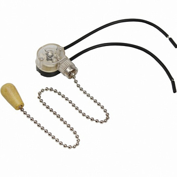 Выкл. д/бра (сонетка) провод+цепочка 270мм серебро+дерев. наконеч. REXANT