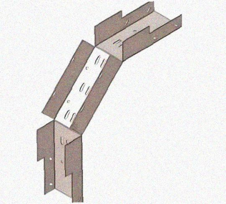 Лоток замковый перфорированный КСЗ 75х65-90 УХЛ1 для поворота трассы вниз на 90, горячее цинкование, S1,5