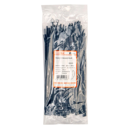 Хомут P6.6 стандартный, черный, 4,8x200 (новый аналог 25315SR) DKC