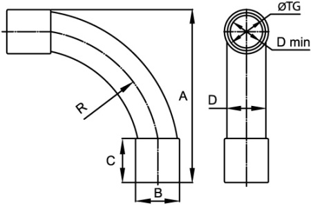 Поворот на 90 град. труба-труба, IP40, д.20мм R DKC
