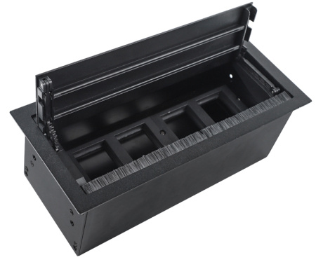 Donel Настольный встраиваемый розеточный блок с откидной крышкой 8 мод. (4 мод. 45х45), черный