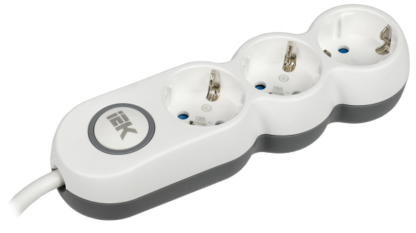 Удлинитель У03В 3 места 2P+PE/3м 3х1,5мм2 16А/250В UNO IEK