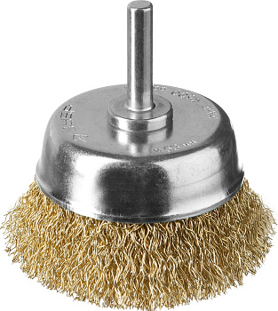 Профессионал. Щетка чашечная для дрели, витая латунированная стальная проволока 0,3мм, 63мм ЗУБР