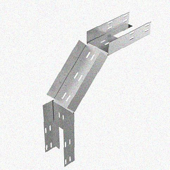 Лоток замковый перфорированный КСЗ 400х65-90 УТ1,5 для поворота трассы вниз на 90, горячее цинкование S1,2