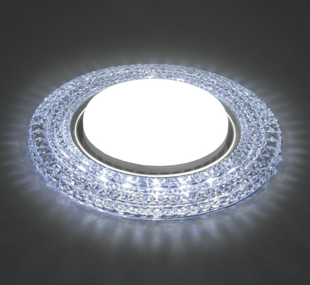 Светильник встр. с белой LED подсветкой Feron CD4020 потолочный GX53 без лампы прозрачный хром