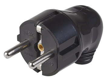 Вилка разборная угловая ВПу11-02-Ст с заземляющим контактом 16А черная IEK