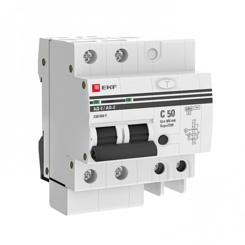 Дифференциальный автоматический выключатель АД-2 50А 300мА (хар, С, АС, электронный) 6кА PROxima EKF