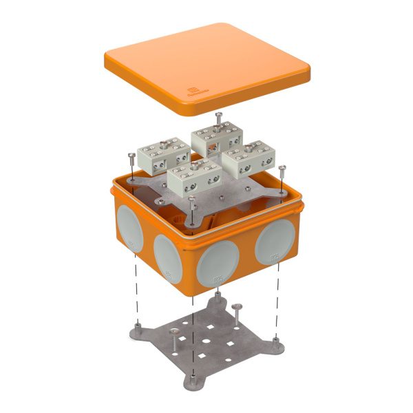 Коробка огнестойкая разветвительная для о/п двухкомпонентная 60-0300-FR6.0-4-8-Р Е15-Е60 100х100х50 RAL2004 Промрукав
