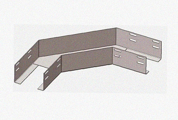 Лоток угловой перфорированный КГ 300х65-90 У3 поворот на 90, окрашенный, S1,5