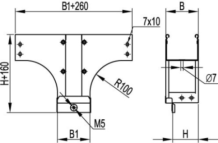 Ответвитель TDSR Т-обр. вертикальный переходник вертикальный 500/400, горячеоцинкованный DKC