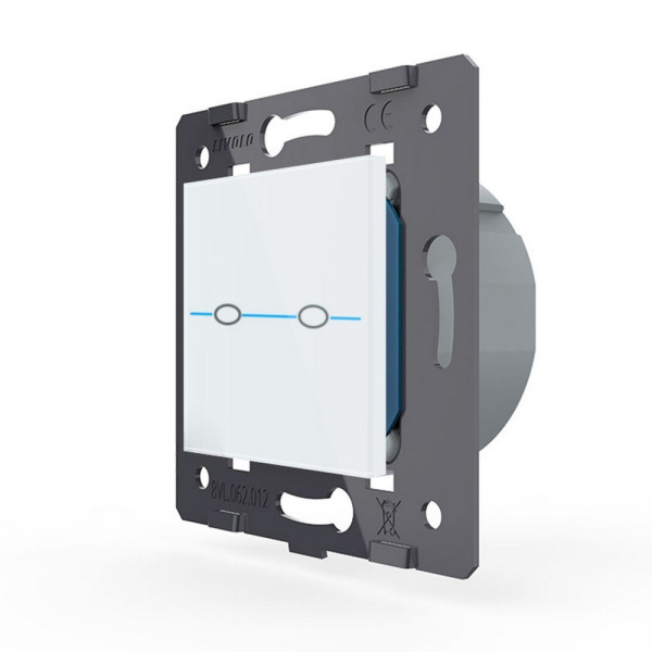 Выключатель Quadro 2 клавиши Белый (механизм) Livolo