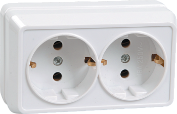 Розетка 2-местная ОУ РС22-3-ОБ с з/з 16А ОКТАВА белый IEK
