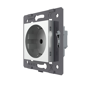 Розетка электрическая с заземлением защитными шторками 16A, зажимы, цвет серый (механизм) Livolo Розетка электрическая с заземлением защитными шторками 16A, зажимы, цвет серый (механизм) Livolo