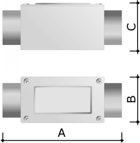 Коробка протяжная алюминиевая, 2 ввода 180°, М25х1,5 ,IP55, 118х51х42мм DKC фото 2