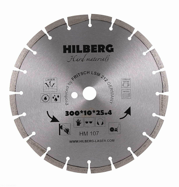 Диск алмазный отрезной 300*25,4*12 Hard Materials Лазер HM107 Hilberg