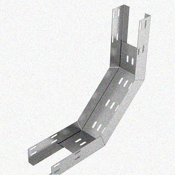 Лоток перфорированный КП 100х25-90 УТ1,5 для поворота трассы вверх на 90, оцинкованный лист S1,0