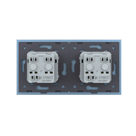 Розетка электрическая 16А 2 поста, цвет синий Livolo