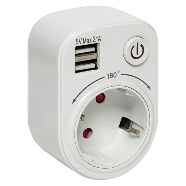 Розеточный блок SB-01 (розетка 2P+E 16А, 2 USB разъема 5V 2,1A) PROxima EKF