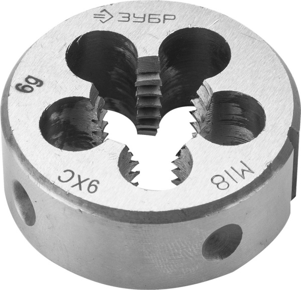 М18x2.0мм, плашка, сталь 9ХС, круглая ручная ЗУБР