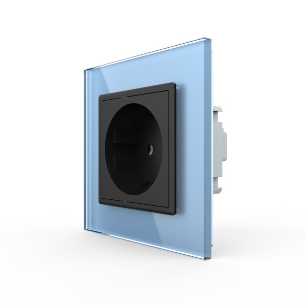 Розетка Livolo 1 пост Черная с синей рамкой VL-C7C1EU-12/19 Розетка Livolo 1 пост Черная с синей рамкой VL-C7C1EU-12/19