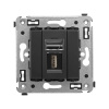 USB 2.0 розетка одинарная в стену, тип А-А, "Avanti", "Черный матовый" DKC