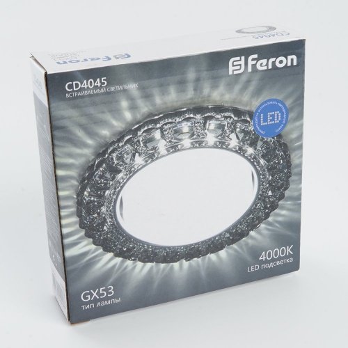 Светильник встр. с белой LED подсветкой 4000К Feron CD4045 потолочный GX53 без лампы, серый, хром фото 2